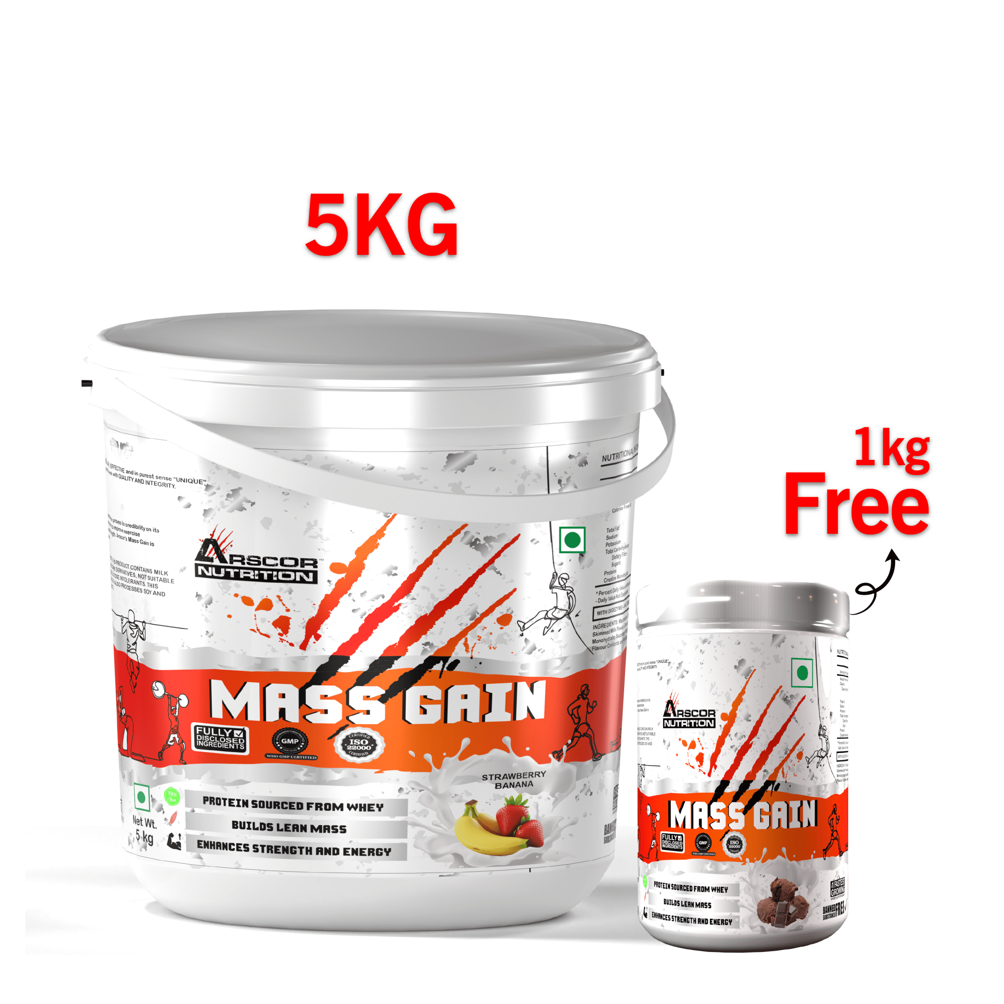 Arscor's Mass Gain Powder | Lean Protein Muscle Mass Gainer With L - Glutamine & Digestive Enzymes - Arscor Nutrition -